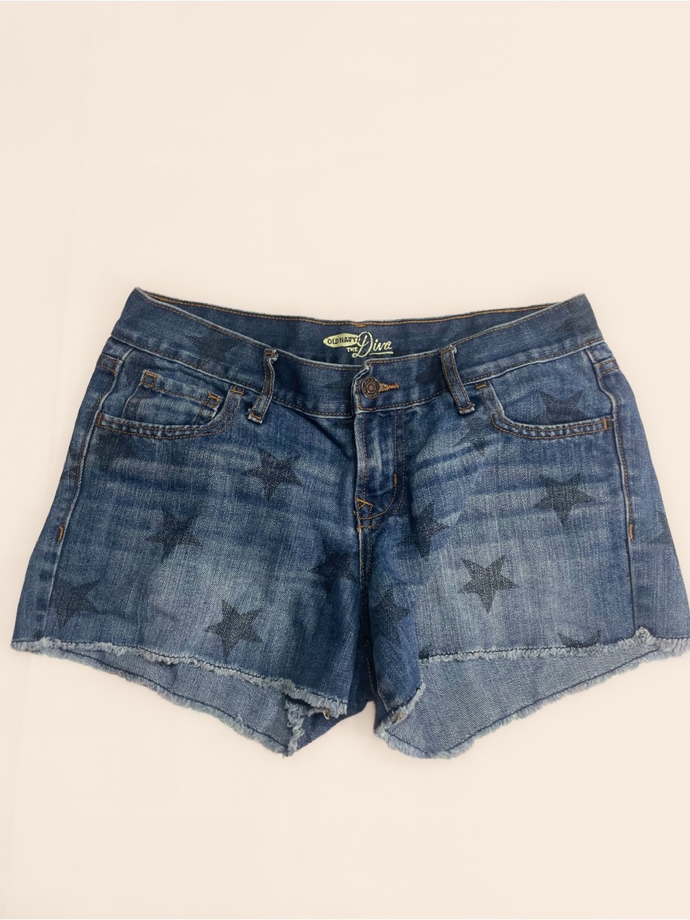 Old Navy The Diva Star Print Denim Cutoff Shorts Size 2 Y2K